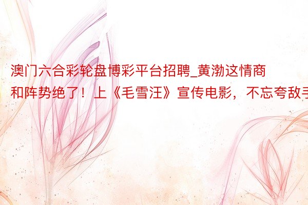 澳门六合彩轮盘博彩平台招聘_黄渤这情商和阵势绝了！上《毛雪汪》宣传电影，不忘夸敌手