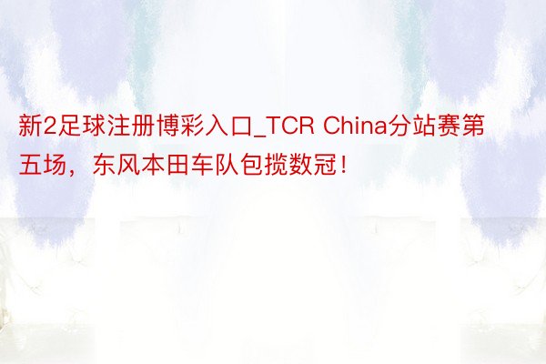 新2足球注册博彩入口_TCR China分站赛第五场，东风本田车队包揽数冠！